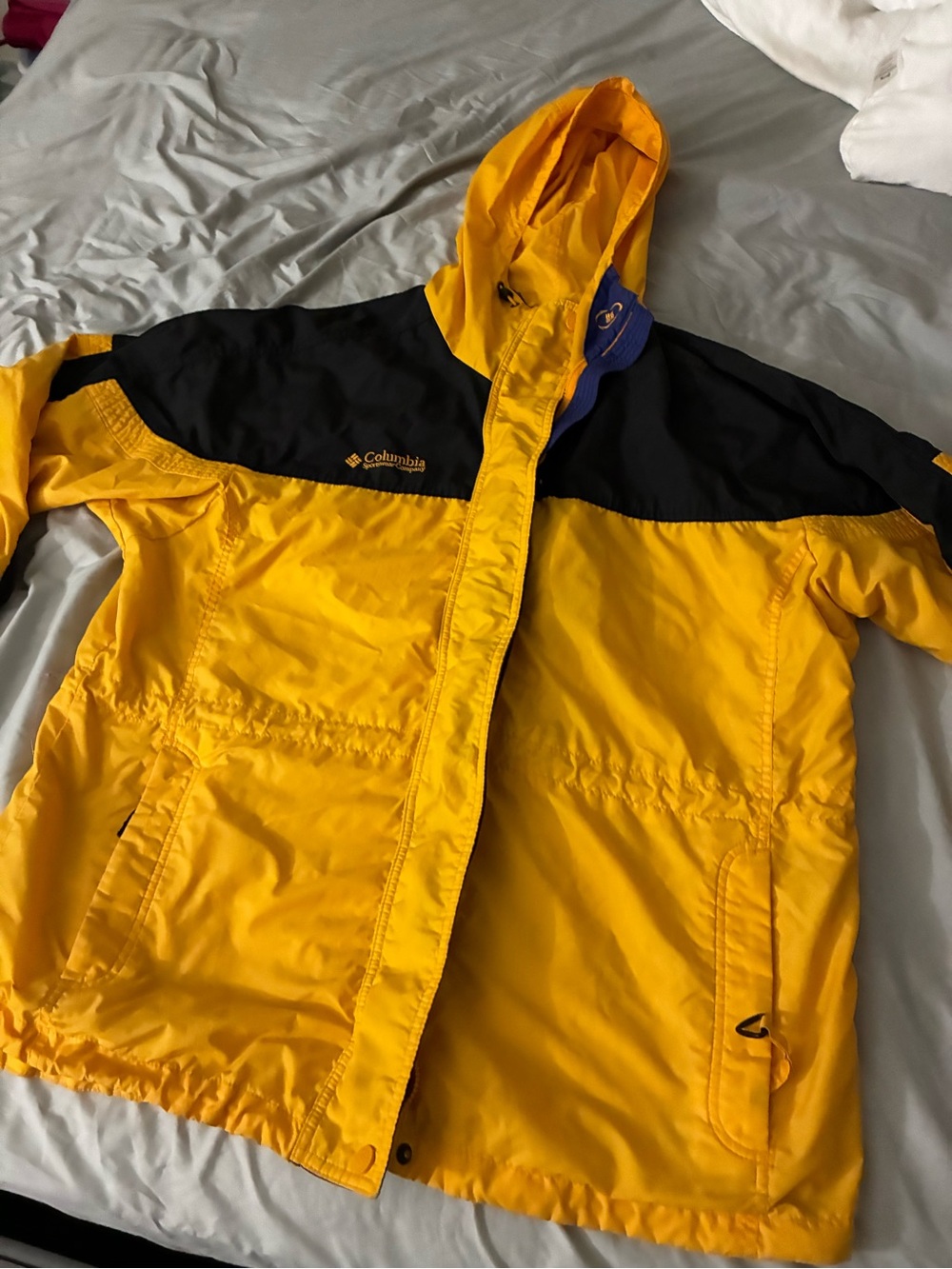 Vintage Columbia Boulder Ridge Jacket Zip Detachable Hood Yellow Women's XL
